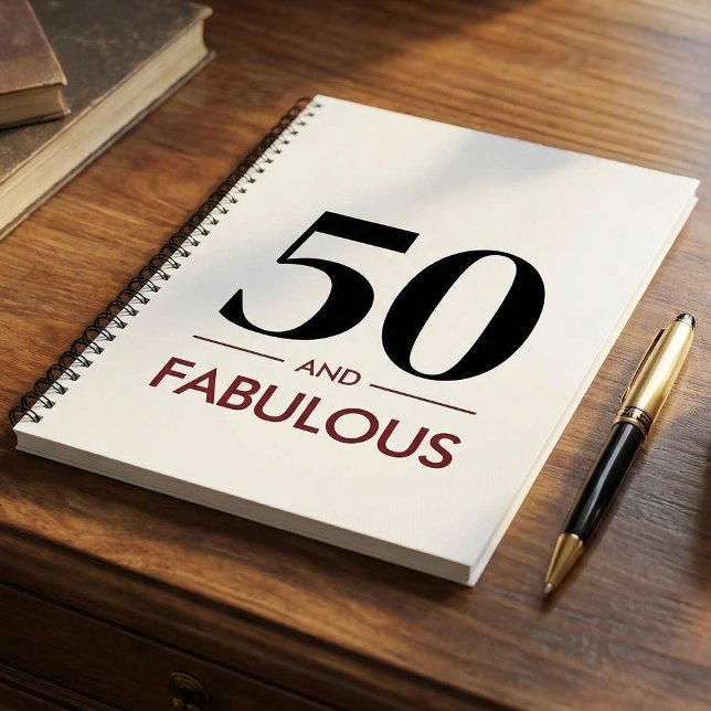 Carnet 50 And Fabulous Modern Cherry Wine Birthday Saying (Créateur téléchargé)