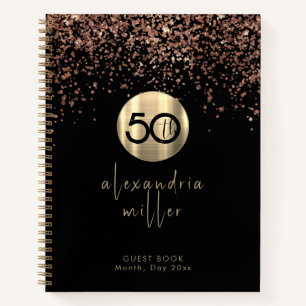 Carnet 50e anniversaire Black Rose Gold Parties scintilla