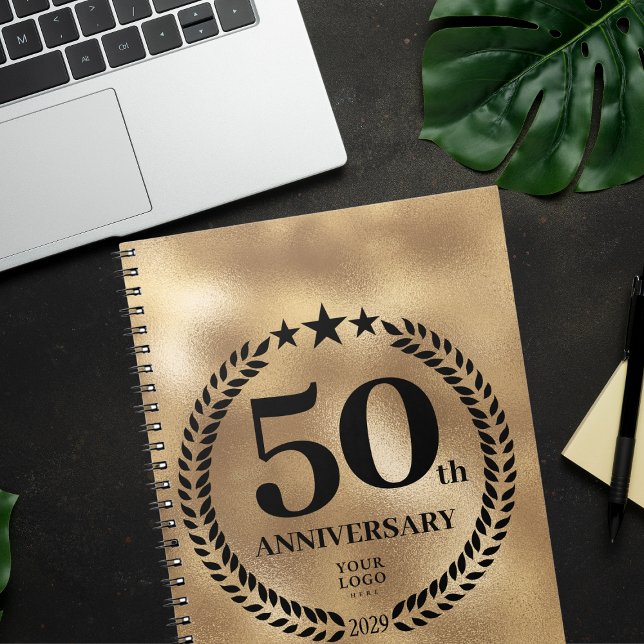 Carnet 50e anniversaire de l'entreprise Logo Gold (50th Anniversary Business Logo Gold Notebook
)