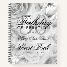 Carnet 50e anniversaire Guestbook Party Floral Silver Whi