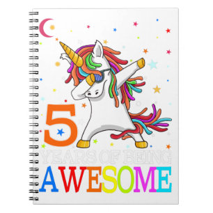 Carnet 5e anniversaire Dabbing Unicorn Party cadeau 5 ans