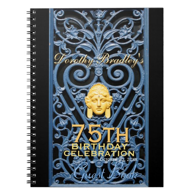 Carnet 75e anniversaire Célébration Art Déco Custom Guest (Devant)