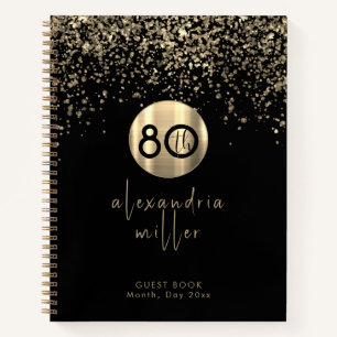 Carnet 80e anniversaire Black Gold Parties scintillant li