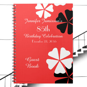 Carnet 85th Birthday Party Guest Book Red/White Notebook 