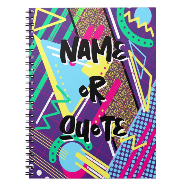 Carnet 90s Motif rétro géométrique violet neuf-vingts (Devant)