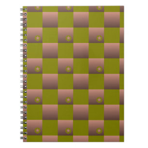 Carnet à damiers motif en brun et vert olive