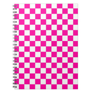 Carnet à damiers rose et blanc