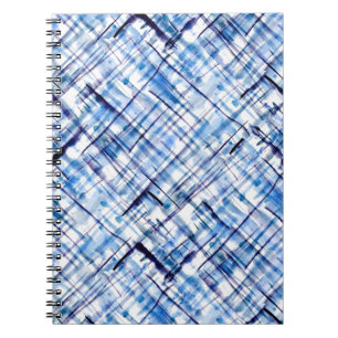 Carnet à damiers, tartan, plaid, classique, bleu, blanc