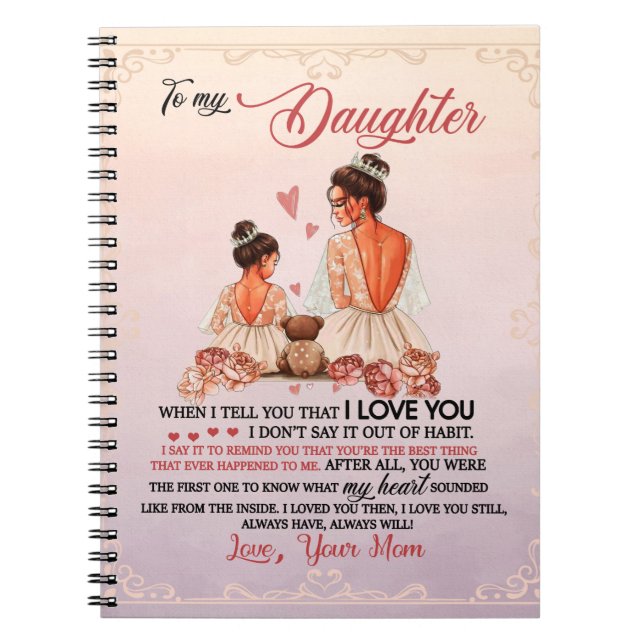 Carnet À Ma Fille Cadeau, Fille Et Maman, Lettre D'Amour (Devant)