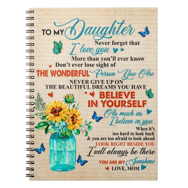 Carnet À Mon Cadeau Fille, Amant Papillon, Cadeau Tournes (Devant)