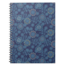 Carnet à motif floral indigo