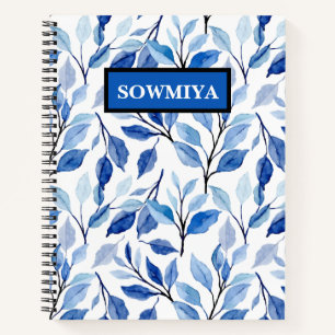 Carnet à motifs floraux Carnet personnalisé bleu