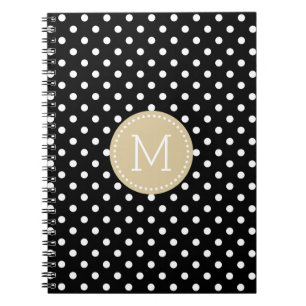 Carnet À petits pois noir et blanc Accent bleu Motif
