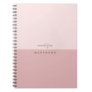 Carnet A simple stylish blush pink custom monogram