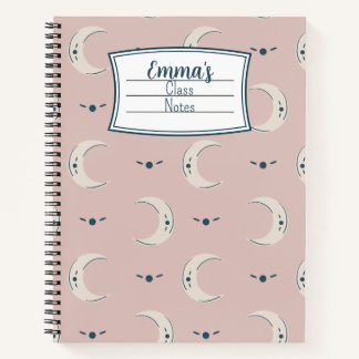 Carnet à spirale à motif lunaire personnalisé 8,5x