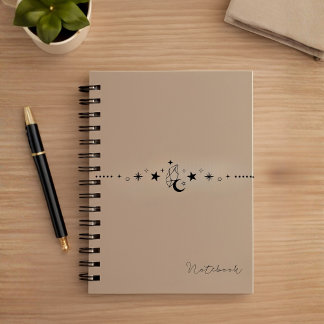 Carnet à spirale céleste beige personnalisé