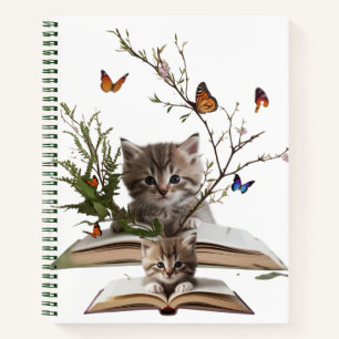 Carnet à spirale Enchanté avec chaton livresque