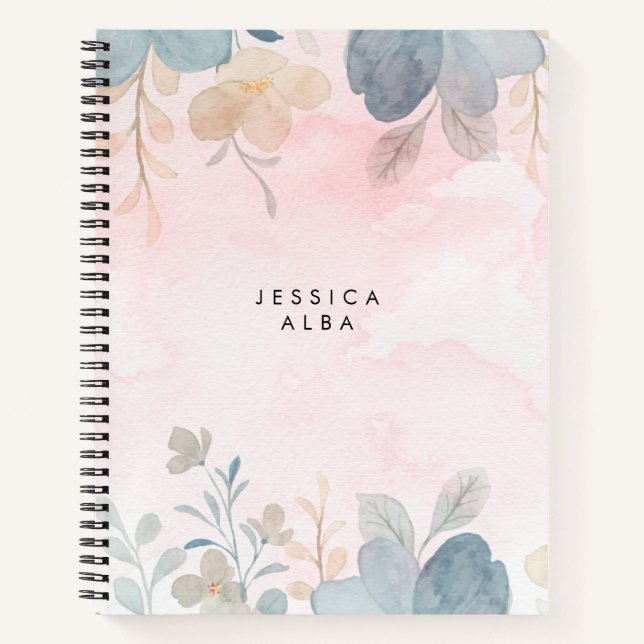 Carnet à spirale fleurie personnalisé (Devant)