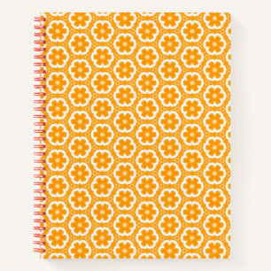 Carnet à spirale florale orange