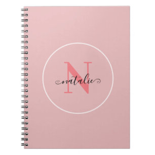 Carnet à spirale rose minimaliste personnalisé