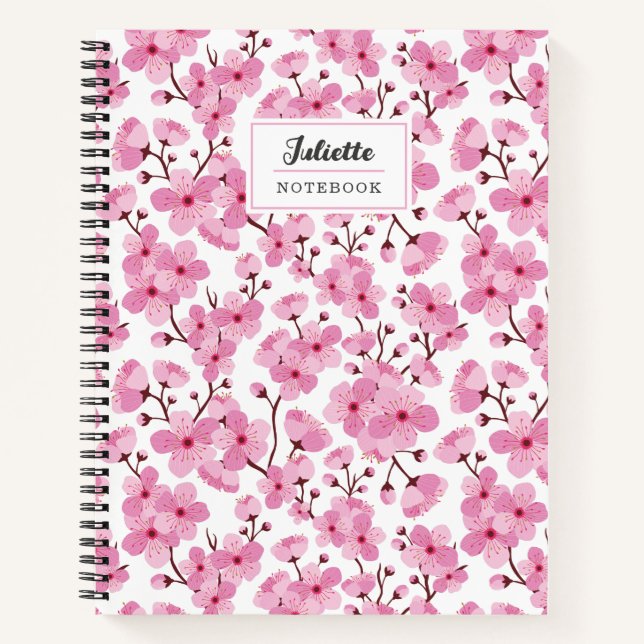 Carnet à spirale Sakura rose (Devant)
