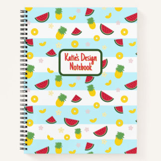 Carnet à spirales | Motif de pastèque ananas