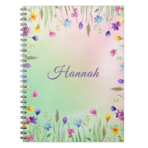 Carnet à thème fleuri avec nom