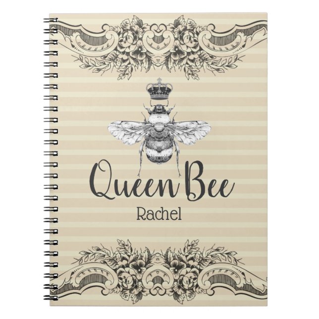 Carnet Abee et rayures de la reine vintage | Personnalisé (Devant)