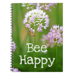 Carnet Abeille avec violet Allium Garden Flower Motivatio