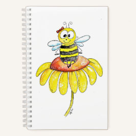 Carnet Abeille blanche mignonne sur une fleur