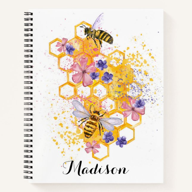 Carnet Abeille de miel douce à la florale (Devant)