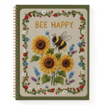 Abeille Heureuse Broderie Bourdon & Tournesols Flo