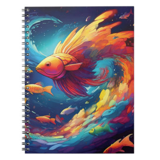 Carnet Abstract art with fish in space