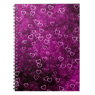 Carnet Abstract beautiful hearts on distressed purple bac