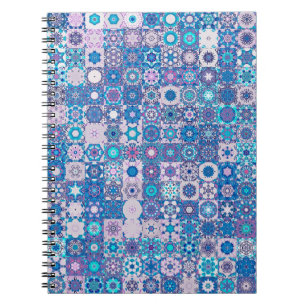 Carnet Abstract geometric shapes and flowers, seamless pa