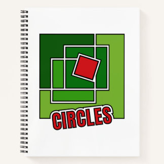 Carnet Abstraction verte avec carré rouge torsadé