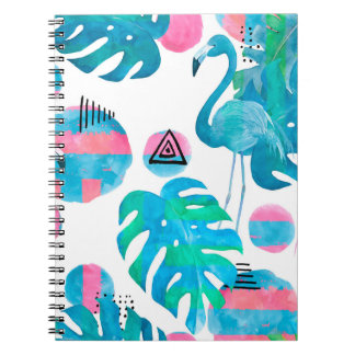 Carnet Abstrait avec aquarelle flamingo et eleme aléatoir