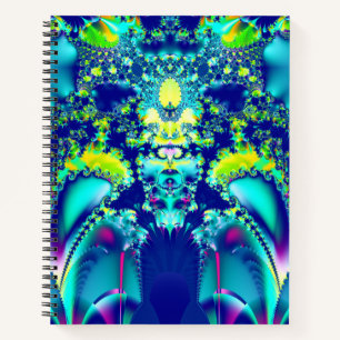 Carnet Abstrait bleu cyan vert fractal