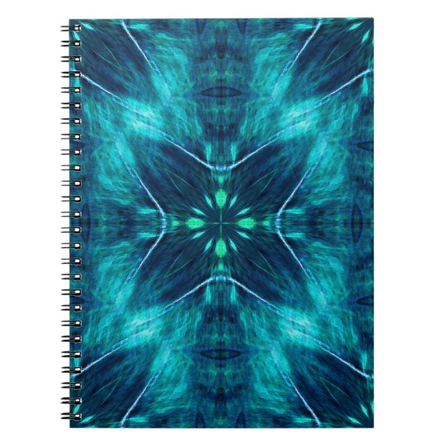 Carnet Abstrait Bloom Aqua et Blue Fractal Design (Devant)