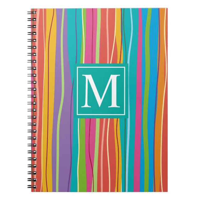Carnet abstrait coloré doux du monogramme | (Devant)