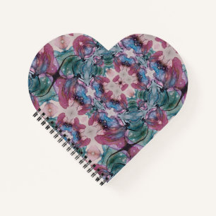 Carnet abstrait coloré Floral peint rose, vert