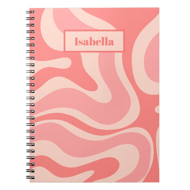 Carnet Abstrait de liquide rétro-moderne rose vif (Devant)