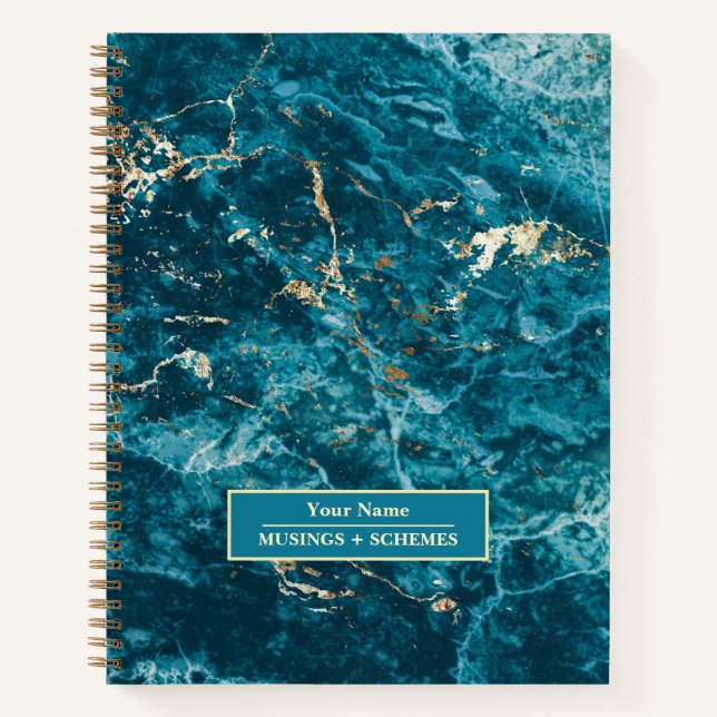 Carnet Abstrait en marbre bleu et or (Devant)