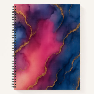 Carnet Abstrait en marbre rose bleu or