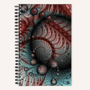 Carnet Abstrait Fantaisie Vive Art Fractal Brun Bleu