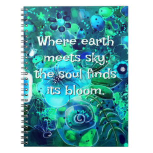 Carnet Abstrait Floral Turquoise bleu vert personnalisé