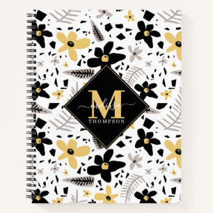 Carnet Abstrait Gris jaune noir gris sans joint motif flo