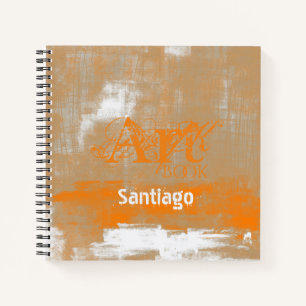 Carnet Abstrait orange gris blanc Votre nom Art Book