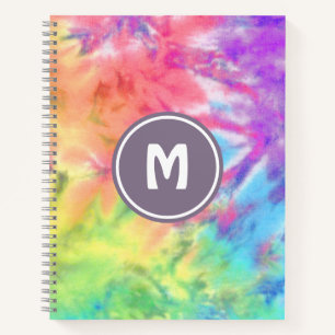 Carnet Abstrait Pastel Rainbow Fun Batik Tie Dye Monogram