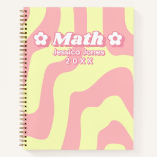 Carnet Abstrait Rose Jaune Wavy Lines Objet de l'école